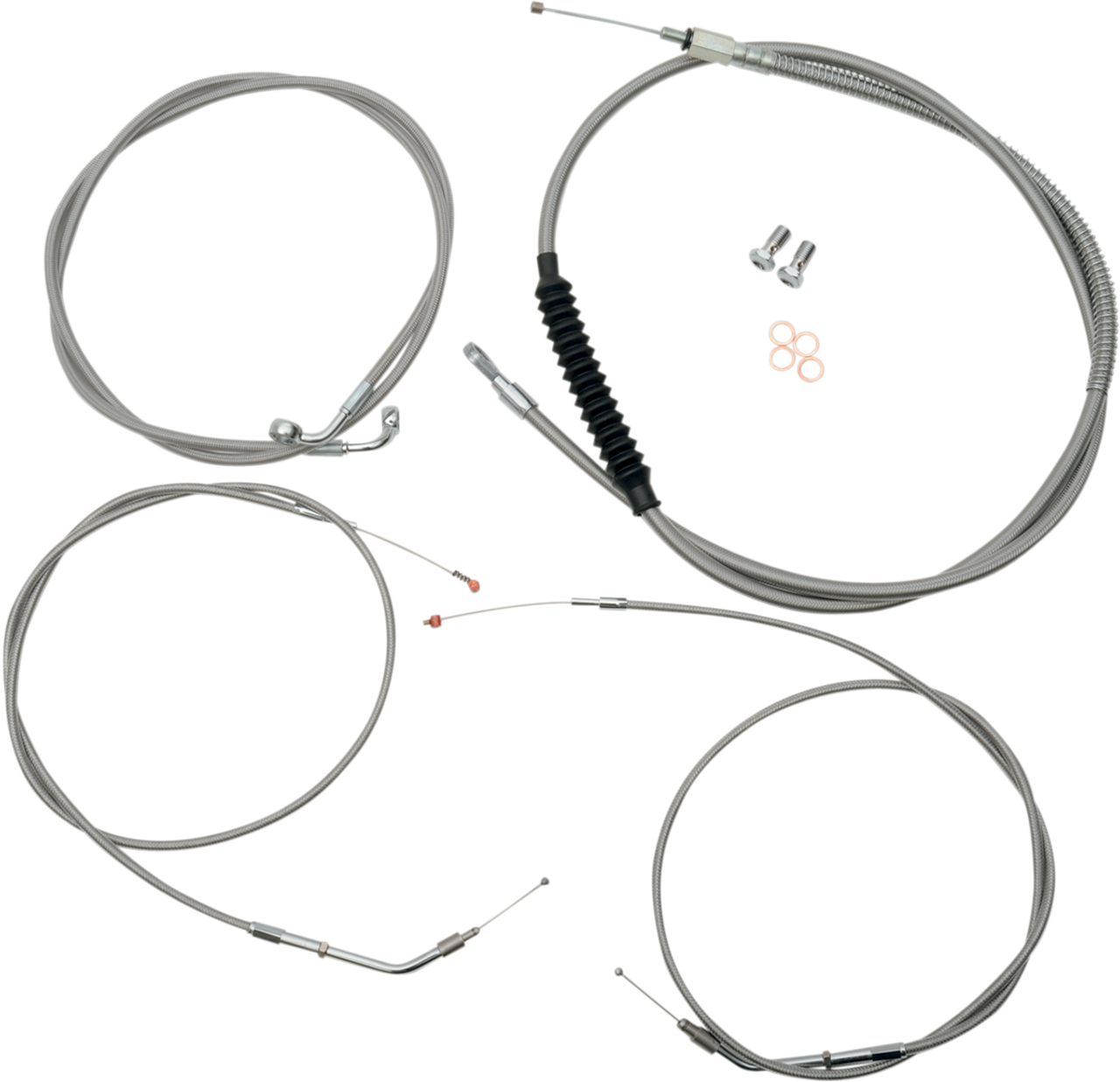 LA CHOPPERS Handlebar Cable/Brake Line Kit - 18" - 20" Ape Hanger Handlebars - Stainless Steel LA-8320KT-19