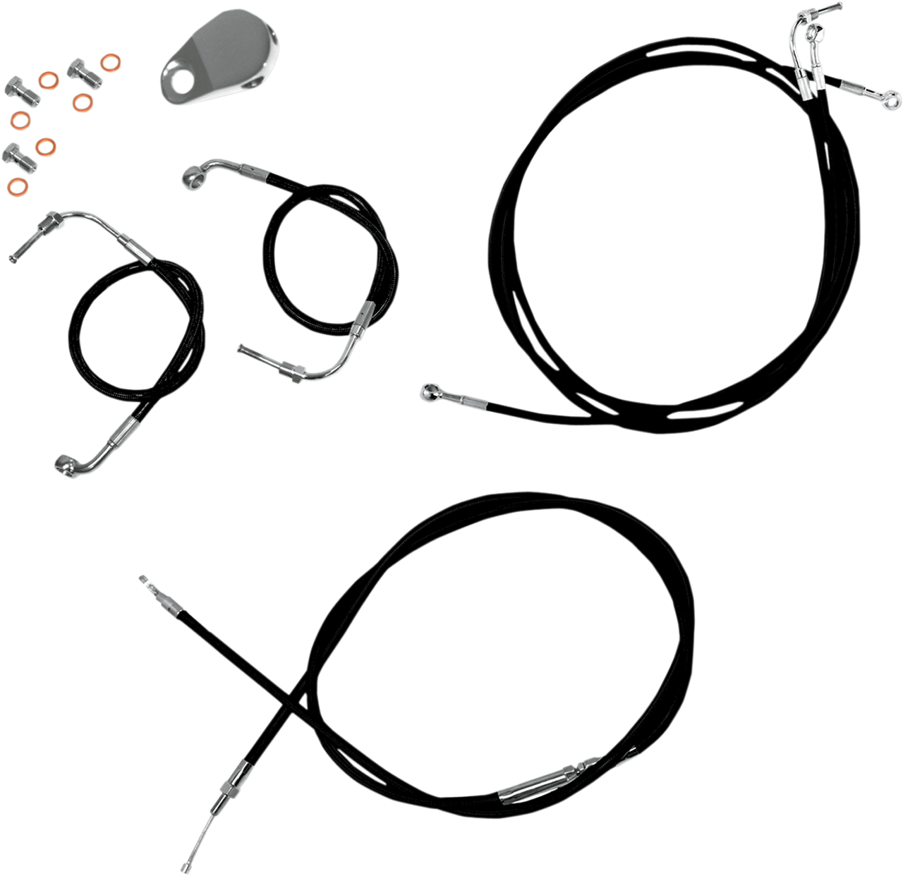 LA CHOPPERS Handlebar Cable/Brake Line Kit - Mini Ape Hanger Handlebars - Black Vinyl LA-8051KT-08B