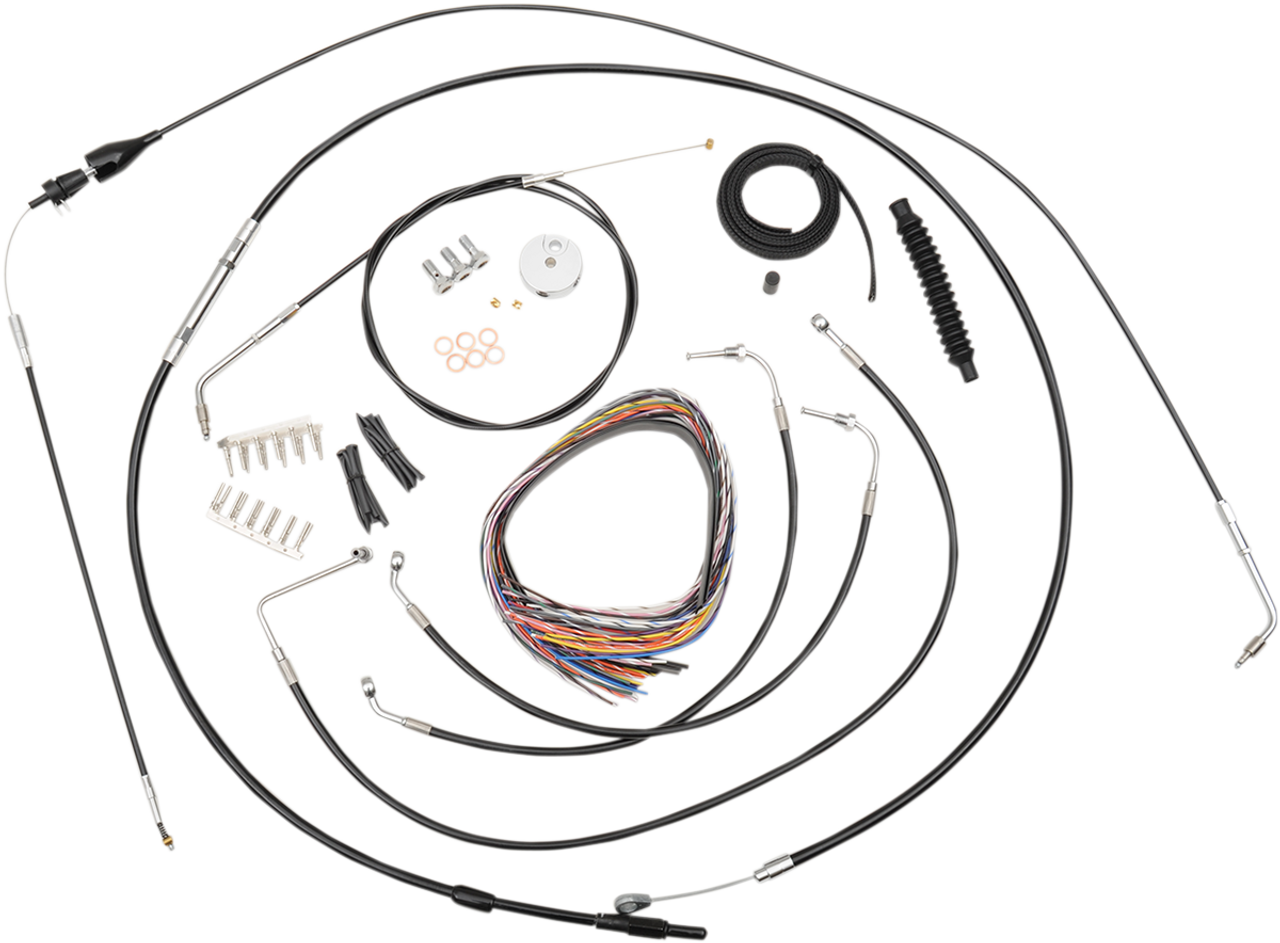 LA CHOPPERS Handlebar Cable/Brake Line Kit - Complete - 18" - 20" Ape Hanger Handlebars - Black Vinyl LA-8005KT2B-19B