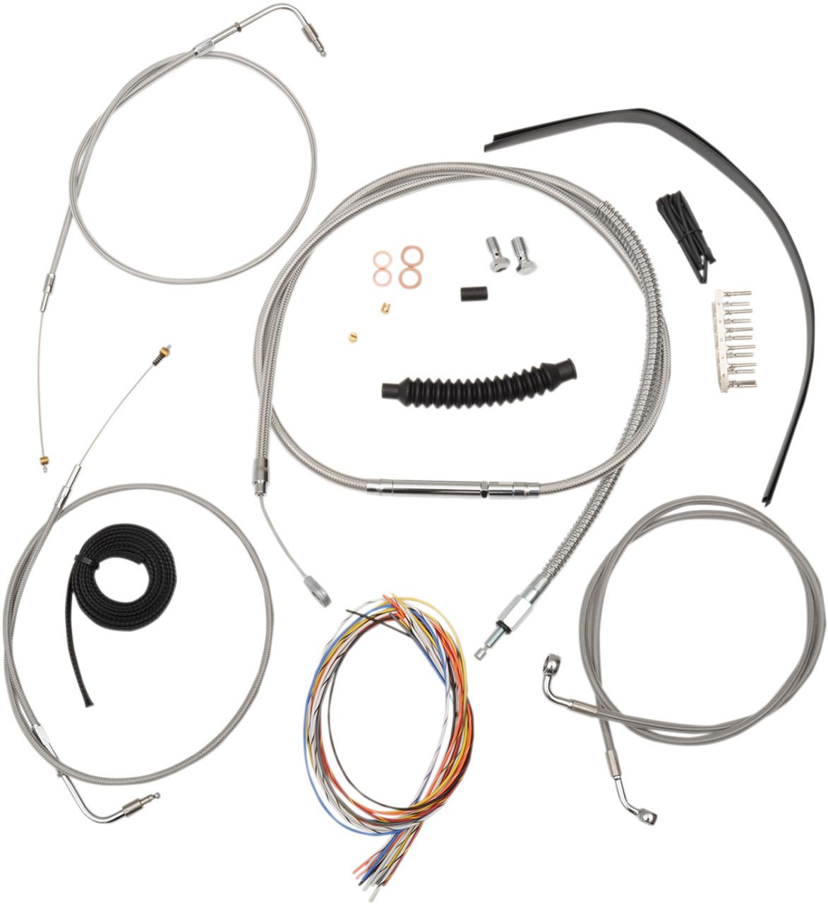 LA CHOPPERS Handlebar Cable/Brake Line Kit - Complete - 18" - 20" Ape Hanger Handlebars - Stainless LA-8310KT2-19