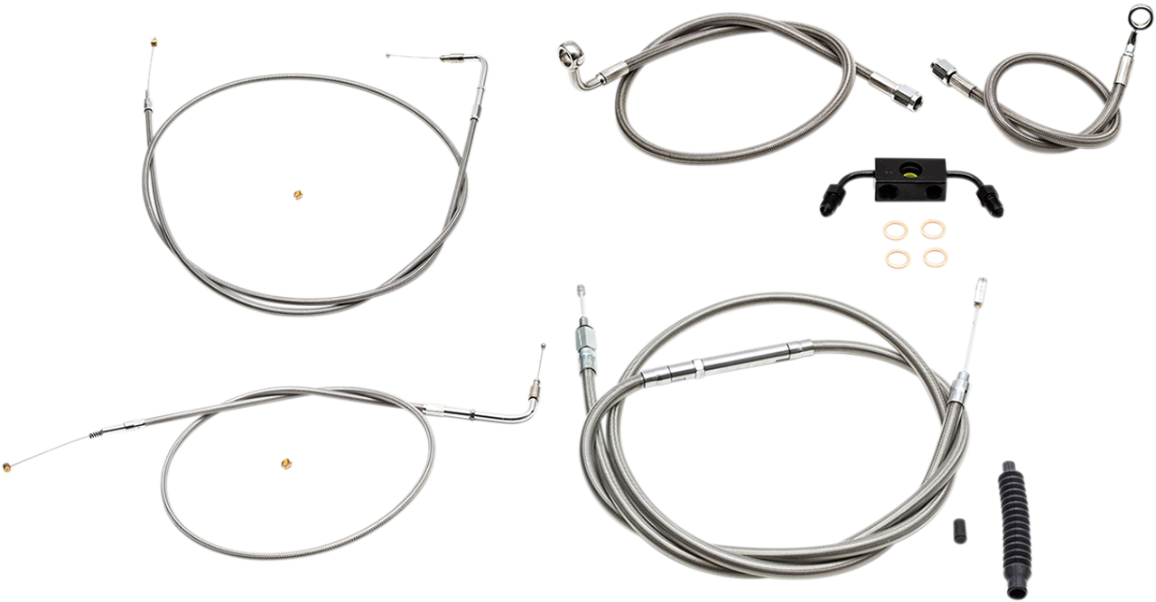 LA CHOPPERS Handlebar Cable/Brake Line Kit - Mini Ape Hanger Handlebars - Stainless Steel LA-8321KT-08