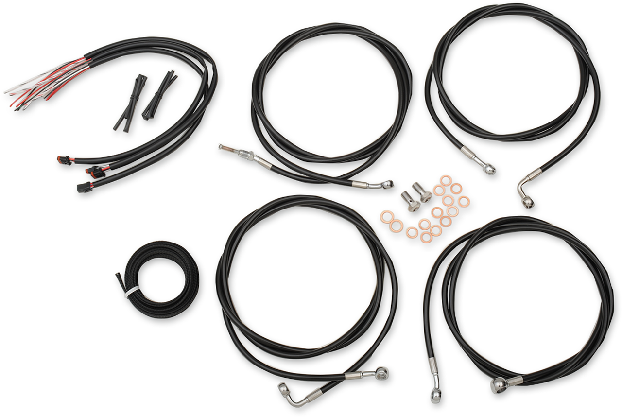 LA CHOPPERS Handlebar Cable/Brake Line Kit - Complete - Mini Ape Hanger Handlebars - Black Vinyl LA-8054KT2-08B