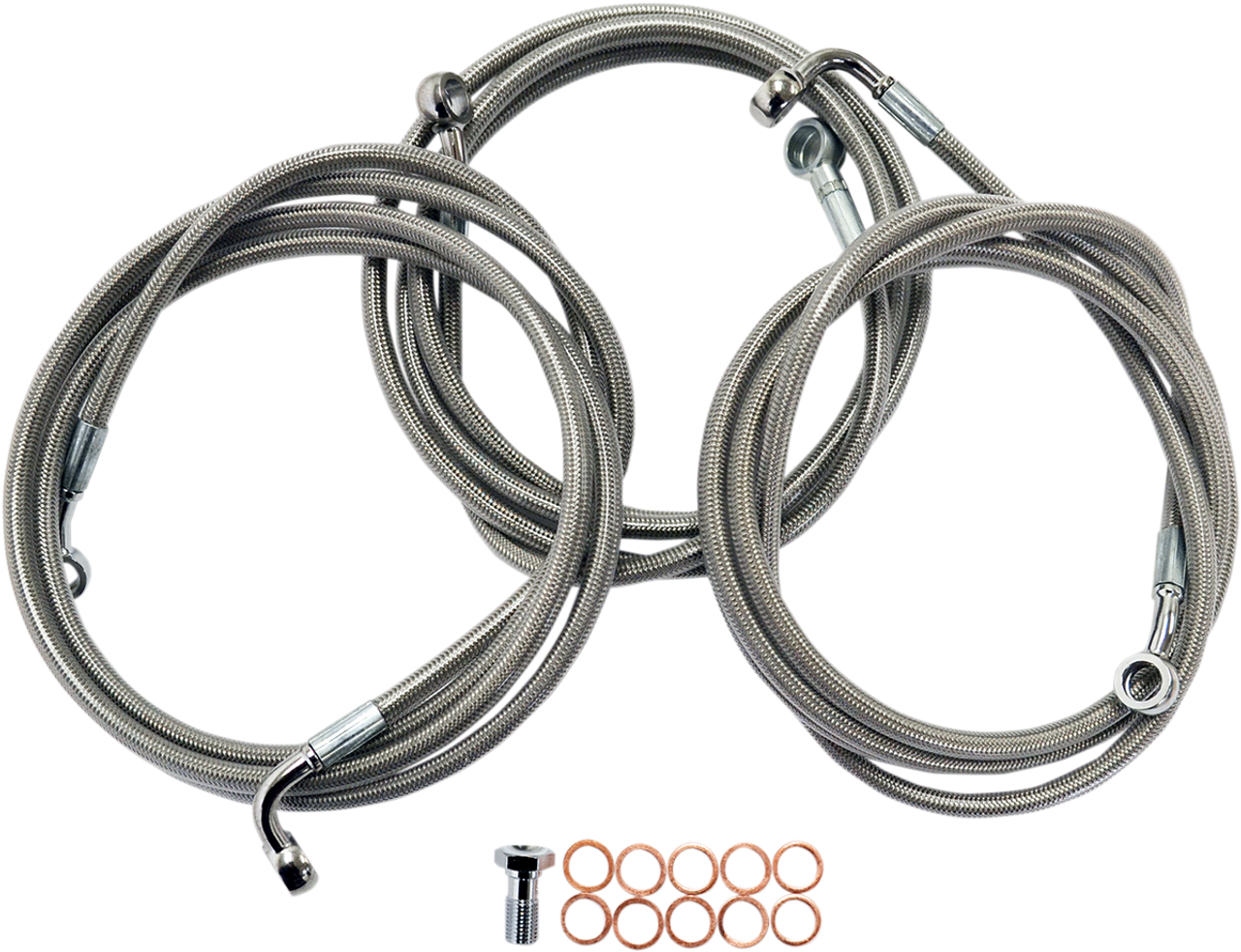 LA CHOPPERS Brake Lines - 12" - 14" Ape Hanger Handlebars - Stainless Steel LA-8052B13