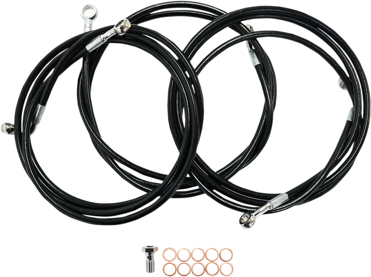 LA CHOPPERS Brake Line - 15" - 17" Ape Hanger Handlebars - Black LA-8052B16B