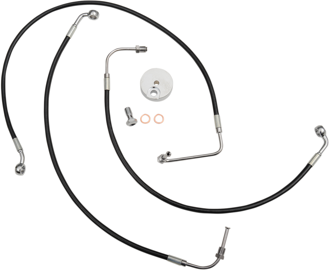 LA CHOPPERS Brake Line - 15" - 17" Ape Hanger Handlebars - Black LA-8010B16B