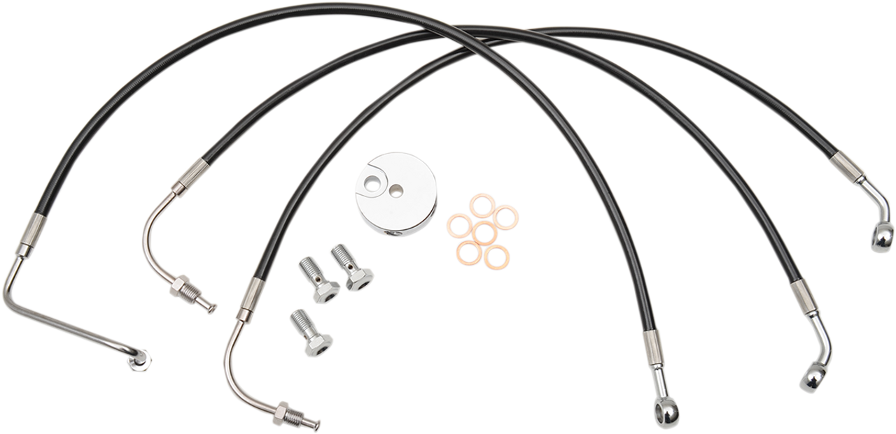 LA CHOPPERS Brake Line - 15" - 17" Ape Hanger Handlebars - Black LA-8005B16B