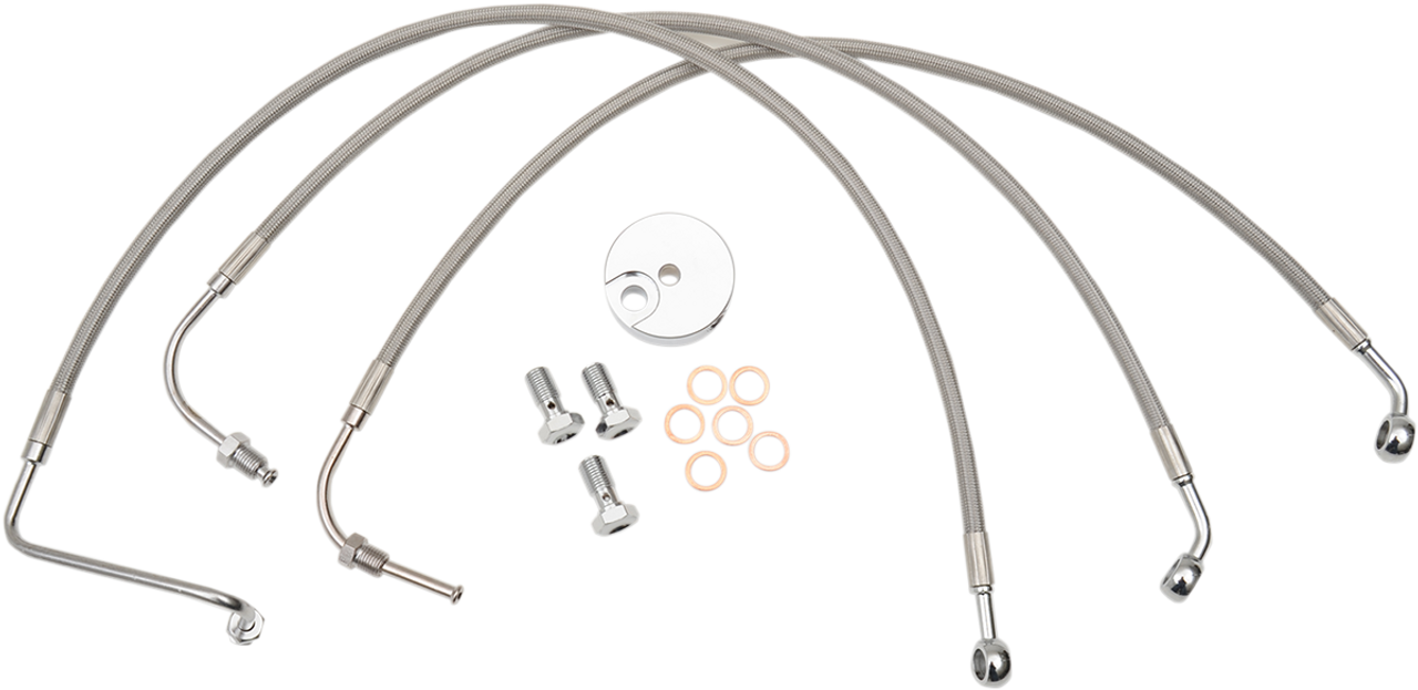 LA CHOPPERS Brake Lines - 18" - 20" Ape Hanger Handlebars - Stainless Steel LA-8006B19