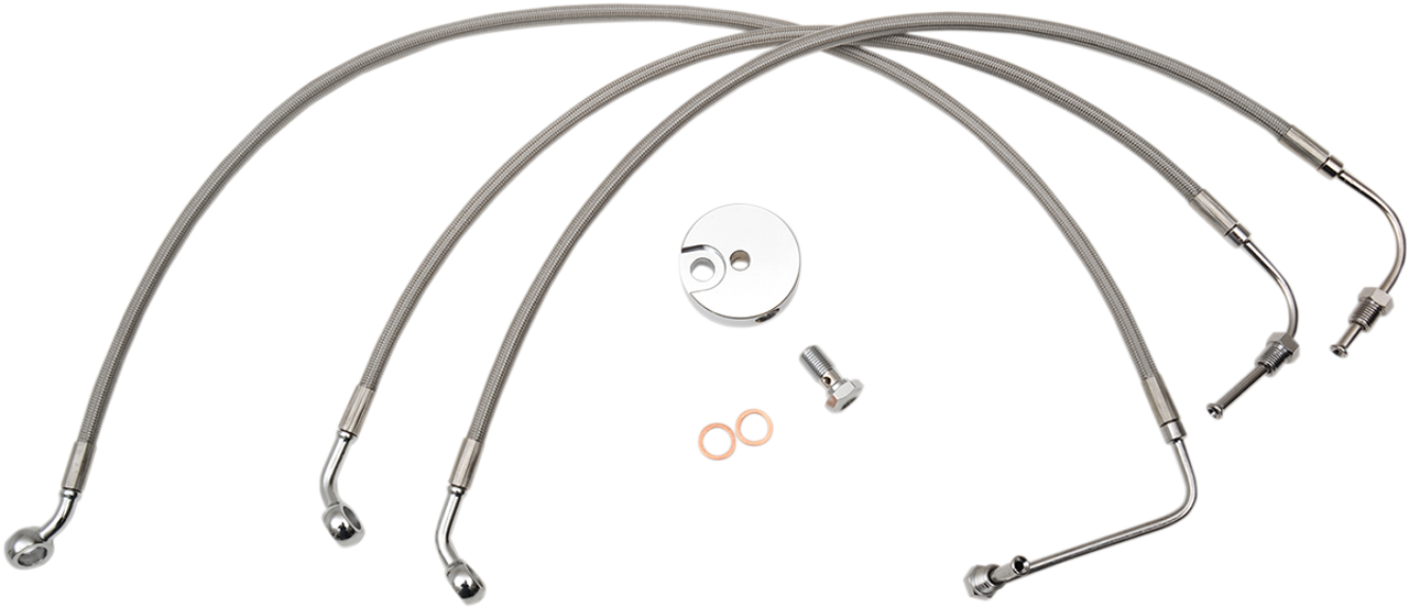 LA CHOPPERS Brake Lines - 18" - 20" Ape Hanger Handlebars - Stainless Steel LA-8011B19