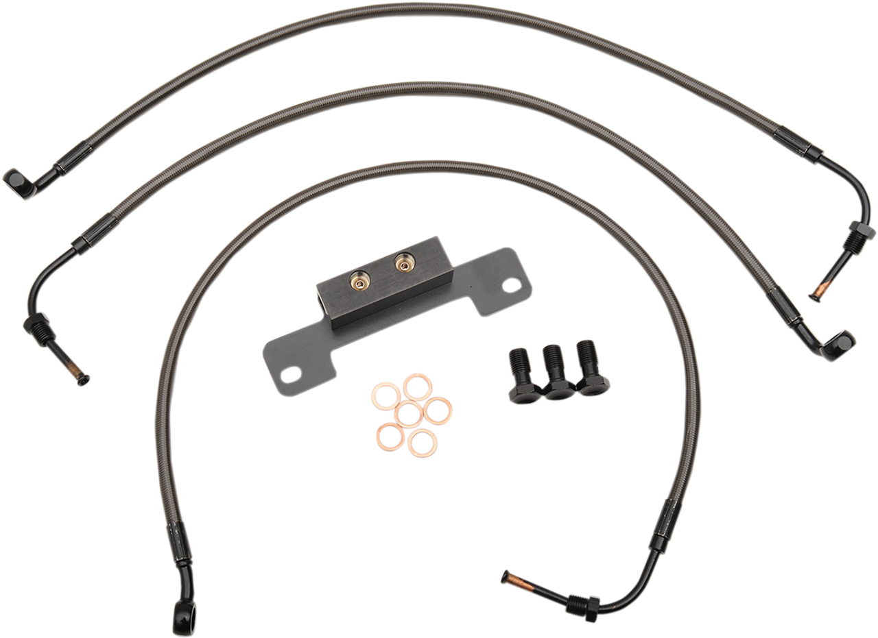 LA CHOPPERS Brake Lines - 15" - 17" Ape Hanger Handlebars - Midnight LA-8011B16M