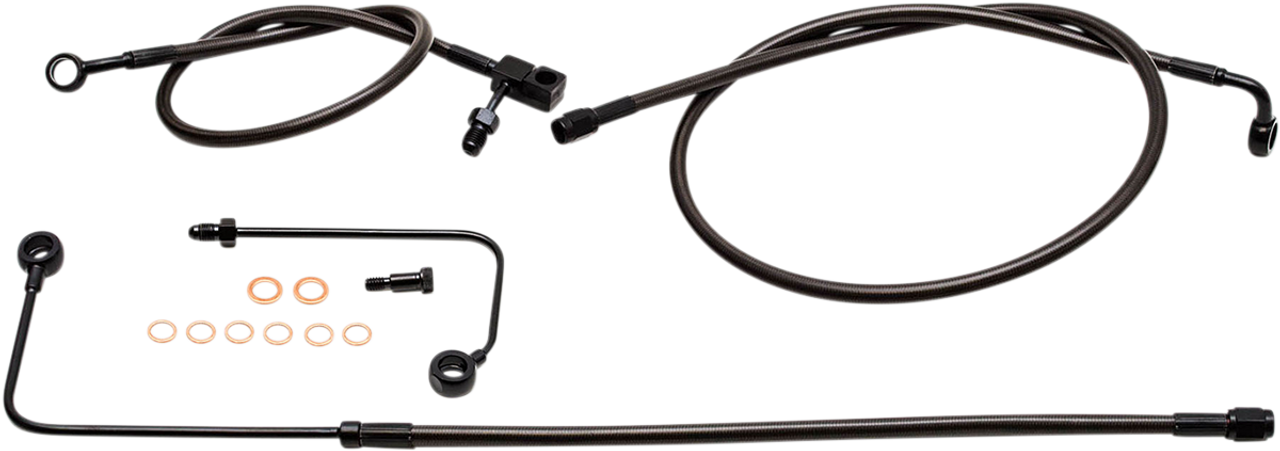 LA CHOPPERS Brake Lines - 12" - 14" Ape Hanger Handlebars - Midnight LA-8151B13M