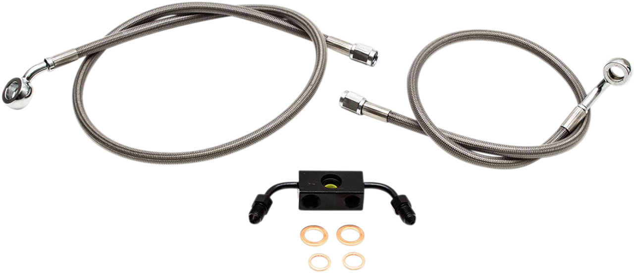 LA CHOPPERS Brake Lines - 12" - 14" Ape Hanger Handlebars - Stainless Steel LA-8211B13