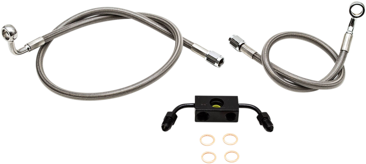 LA CHOPPERS Brake Lines - 12" - 14" Ape Hanger Handlebars - Stainless Steel LA-8321B13