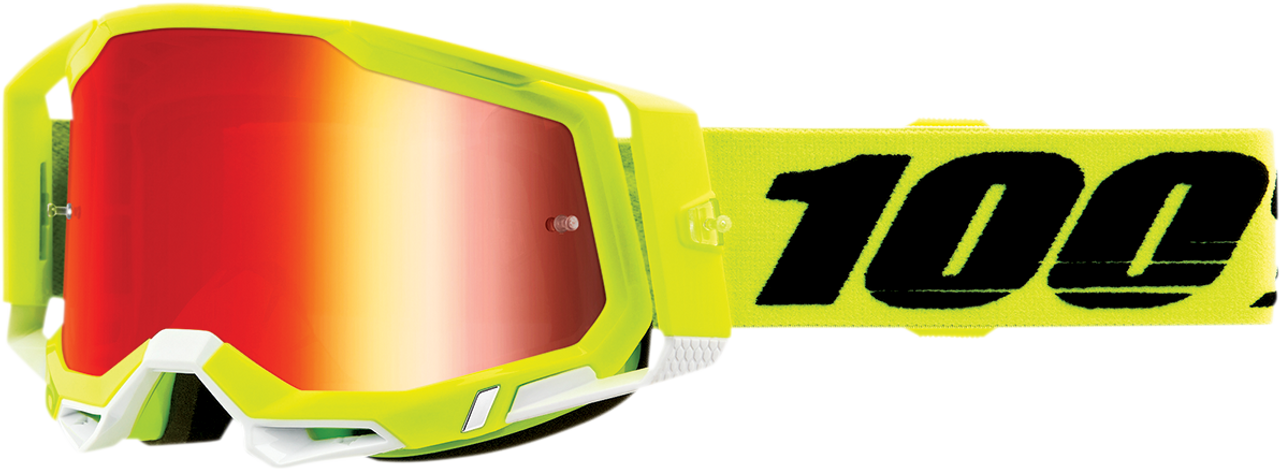 100% Racecraft 2 Goggles - Fluo Yellow - Red Mirror 50010-00004