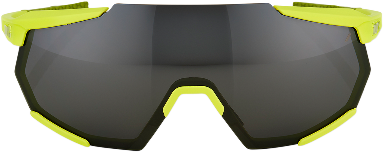 100% Racetrap Sunglasses - Yellow - Black Mirror Lens 61037-004-61