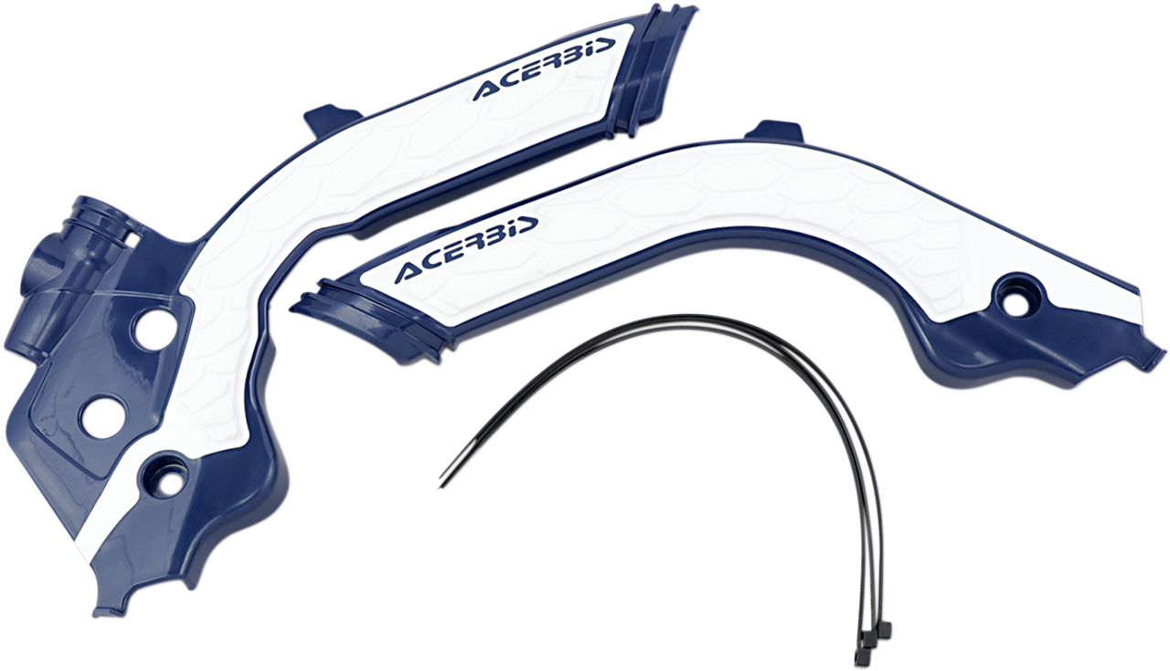 ACERBIS X-Grip Frame Guards - Blue/White - Husqvarna 2733451006