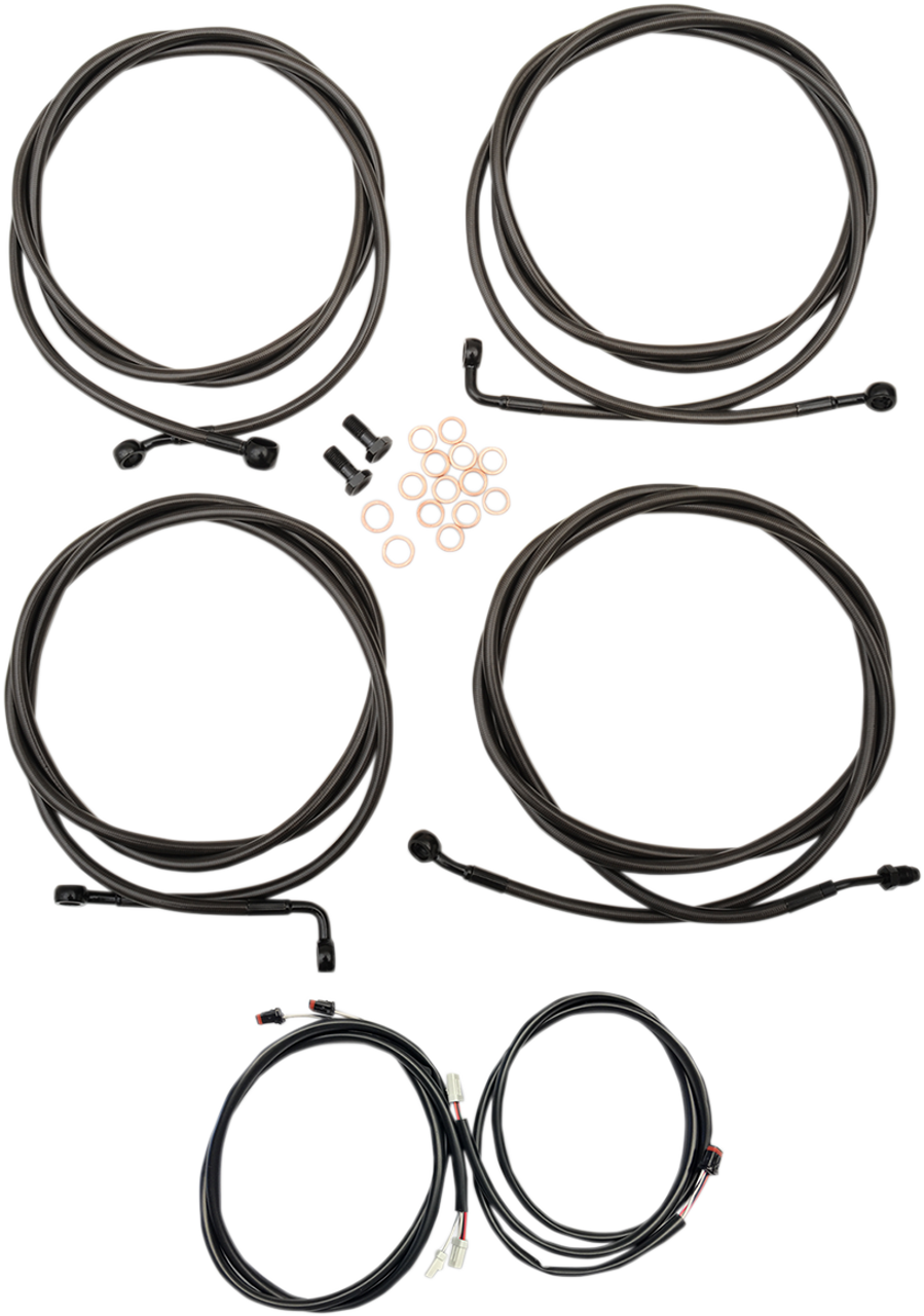 LA CHOPPERS Cable Kit - 15" - 17" Ape Hanger Handlebars - Midnight LA-8054KT3-16M