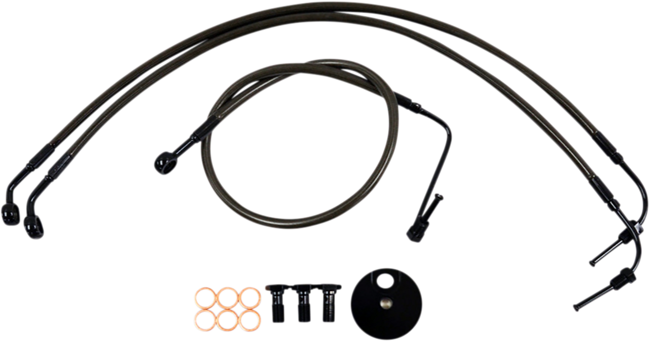 LA CHOPPERS Brake Lines - 15" - 17" Ape Hanger Handlebars - Midnight LA-8154B16M