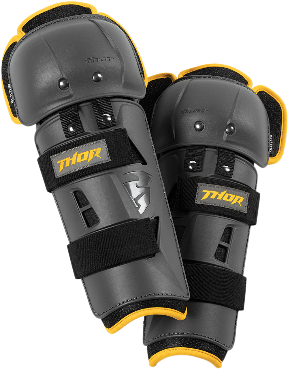 THOR Youth Sector GP Knee Guards - Charcoal/Yellow 2704-0430