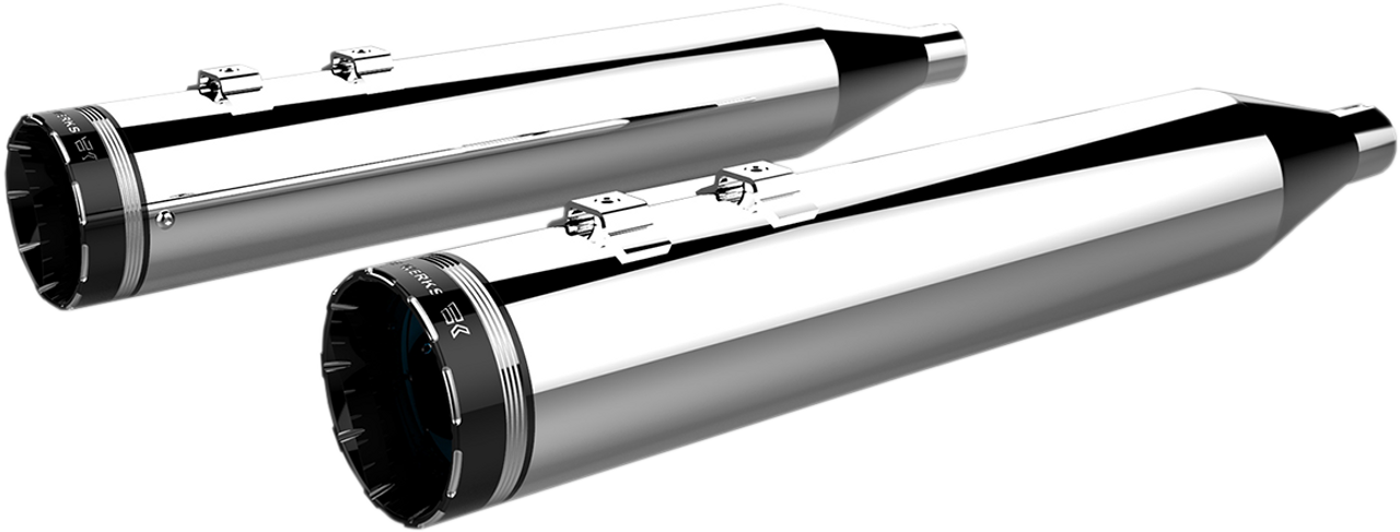 Khrome Werks 4.5" HP-Plus Slip-On Mufflers for 1996-2016 Harley Touring Chrome with Tracer Tip 202790