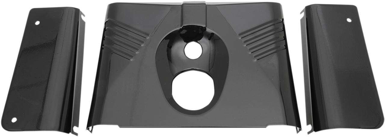 DRAG SPECIALTIES 3-Piece Fork Tins - Gloss Black - Ribbed - '86-'17 FLST 74156B