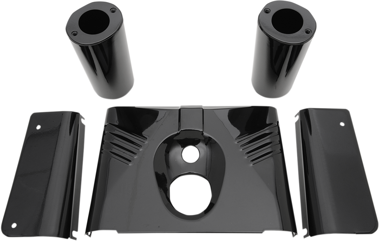 DRAG SPECIALTIES 5-Piece Fork Tins - Gloss Black - Ribbed - '86-'17 FLST 74157B