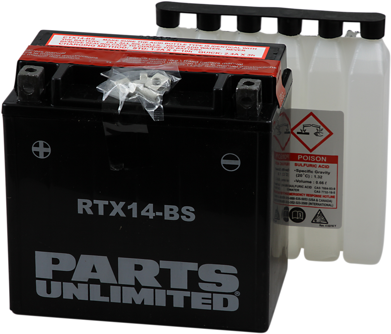 PARTS UNLIMITED AGM Battery - RTX14-BS .69 L CTX14-BS