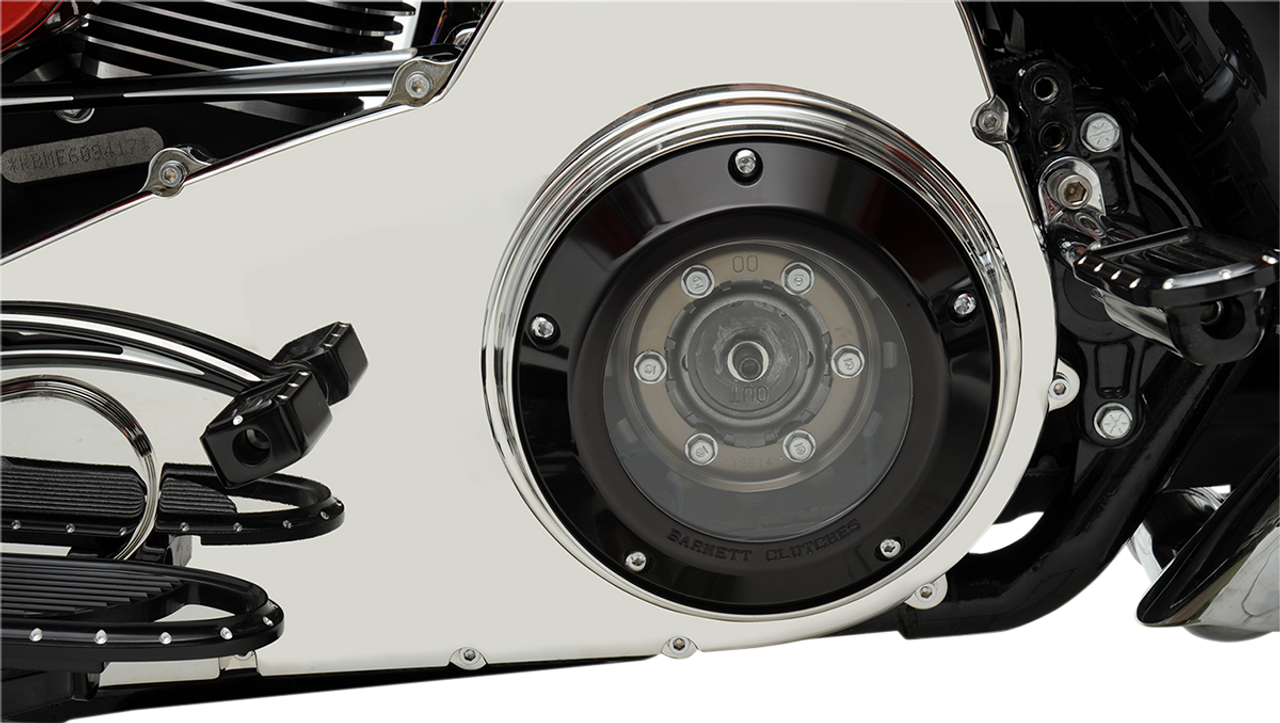 BARNETT '07-'18 Big Twin Black/Clear Derby Cover 343-30-44013